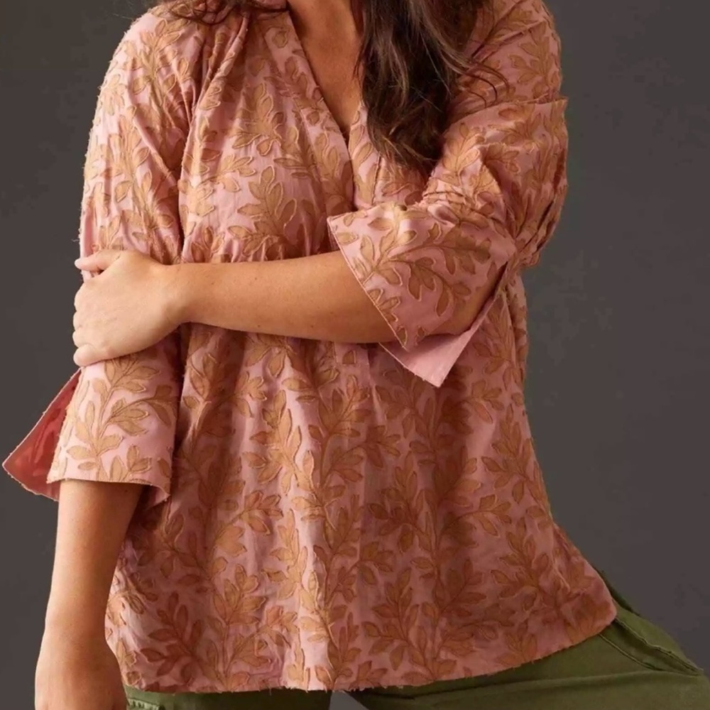 ANTHROPOLOGIE FLORAL LEAF TOP - Picture 12 of 12
